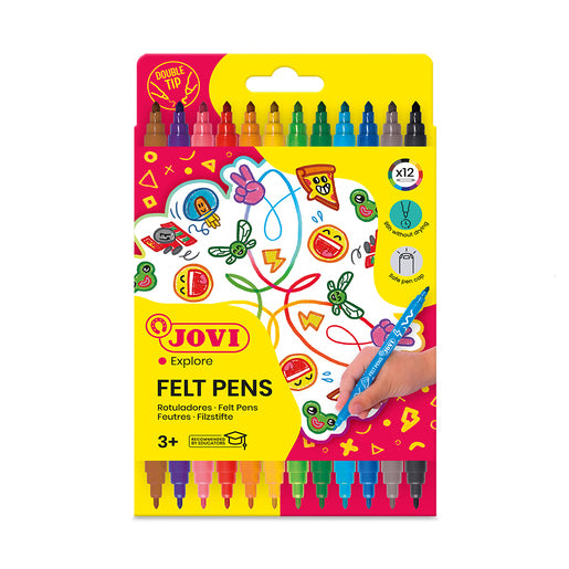 Jovi Double-Tipped Felt Pens, 12 assorted colors