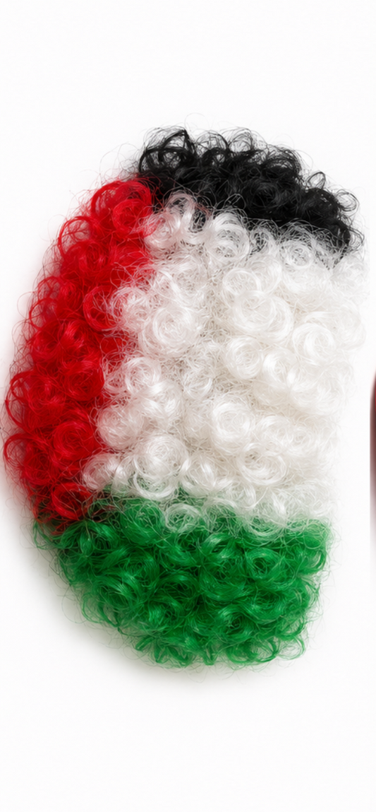 باروكة بألوان علم الأردن للاحتفالات الوطنية وعيد الاستقلال Jordan Flag Color Wig for Independence Day Celebrations