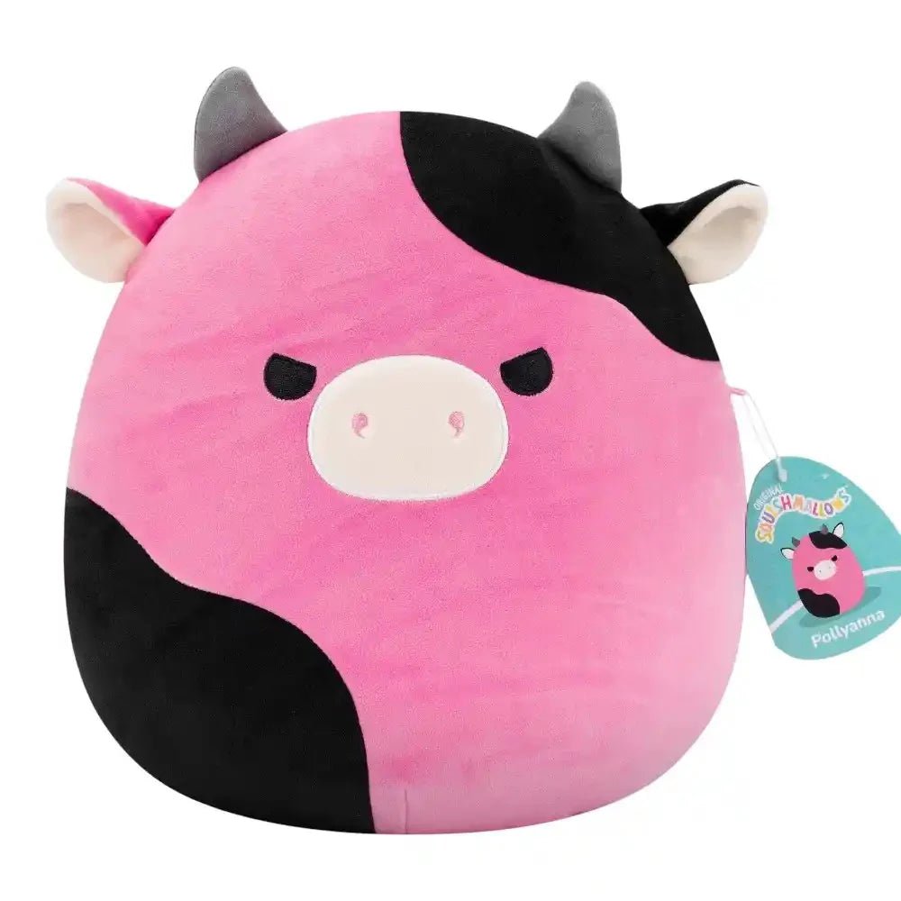 SQCR - Medium Plush (12" Squishmallows) (Pollyanna - Black and Pink Cow W/Mischievous Eyes)