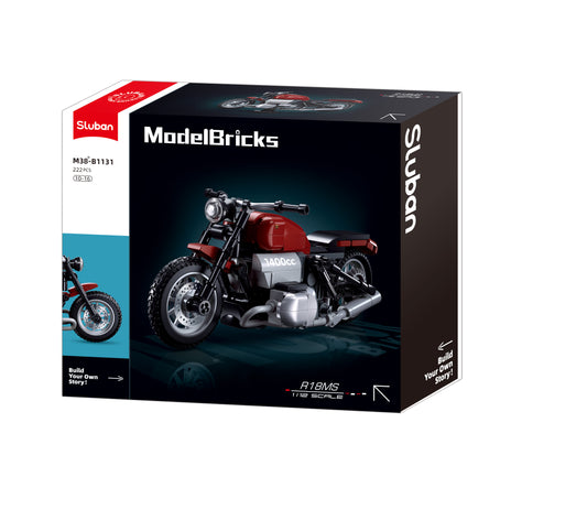 Sluban - Modelbricks - R18Ms Motorcycle 1/12 (222Pcs) - Age +10 | سلوبن - قطع التركيب - موديل بيريكس - دراجة نارية 1/12 (222 قطعة) - العمر +10