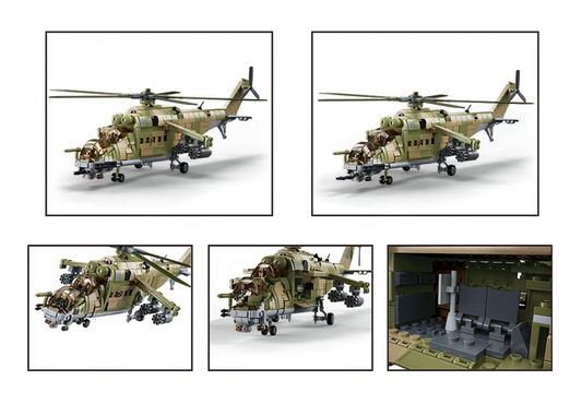 Sluban - Model Bricks - Mi-24S Gunship 3 In 1, 1/35 (893Pcs) - Age +12 | سلوبن - قطع التركيب - موديل بيريكس - طائرة الهجوم 3 في 1، 1/35 (893 قطعة) - العمر +12