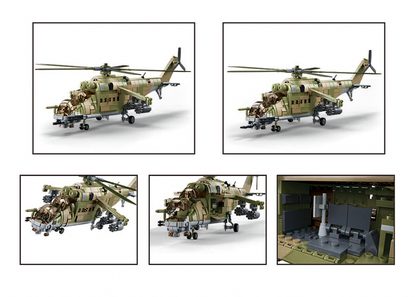 Sluban - Model Bricks - Mi-24S Gunship 3 In 1, 1/35 (893Pcs) - Age +12 | سلوبن - قطع التركيب - موديل بيريكس - طائرة الهجوم 3 في 1، 1/35 (893 قطعة) - العمر +12