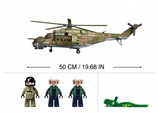 Sluban - Model Bricks - Mi-24S Gunship 3 In 1, 1/35 (893Pcs) - Age +12 | سلوبن - قطع التركيب - موديل بيريكس - طائرة الهجوم 3 في 1، 1/35 (893 قطعة) - العمر +12