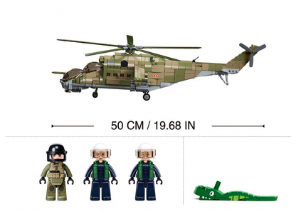 Sluban - Model Bricks - Mi-24S Gunship 3 In 1, 1/35 (893Pcs) - Age +12 | سلوبن - قطع التركيب - موديل بيريكس - طائرة الهجوم 3 في 1، 1/35 (893 قطعة) - العمر +12