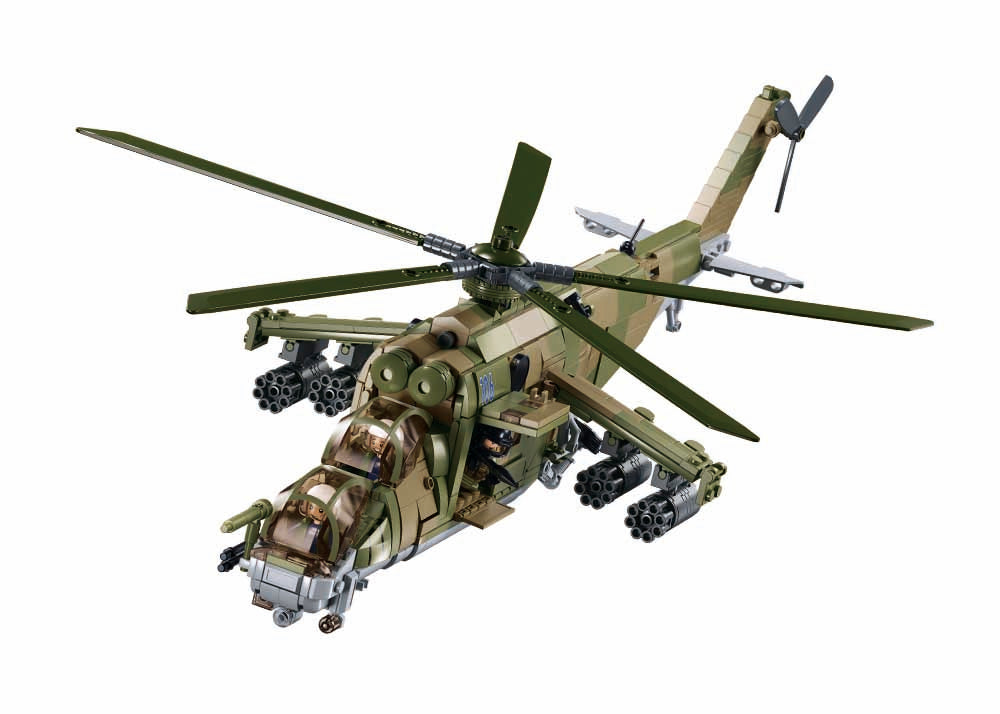 Sluban - Model Bricks - Mi-24S Gunship 3 In 1, 1/35 (893Pcs) - Age +12 | سلوبن - قطع التركيب - موديل بيريكس - طائرة الهجوم 3 في 1، 1/35 (893 قطعة) - العمر +12