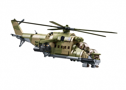 Sluban - Model Bricks - Mi-24S Gunship 3 In 1, 1/35 (893Pcs) - Age +12 | سلوبن - قطع التركيب - موديل بيريكس - طائرة الهجوم 3 في 1، 1/35 (893 قطعة) - العمر +12