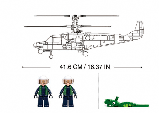 Sluban - Modelbricks - Ka-52S Gunship 1/35 (913Pcs) - Age +12 | سلوبن - قطع التركيب - موديل بيريكس - طائرة الهجوم (913 قطعة) - العمر +12