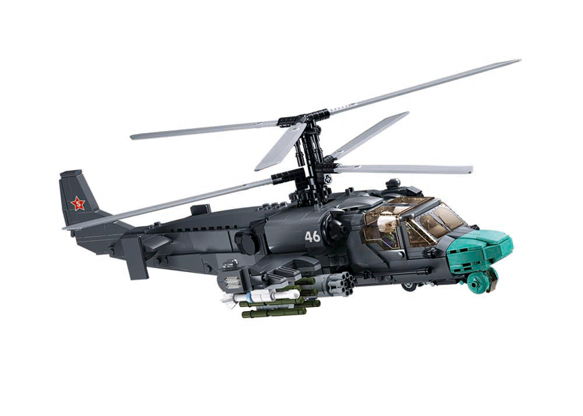Sluban - Modelbricks - Ka-52S Gunship 1/35 (913Pcs) - Age +12 | سلوبن - قطع التركيب - موديل بيريكس - طائرة الهجوم (913 قطعة) - العمر +12