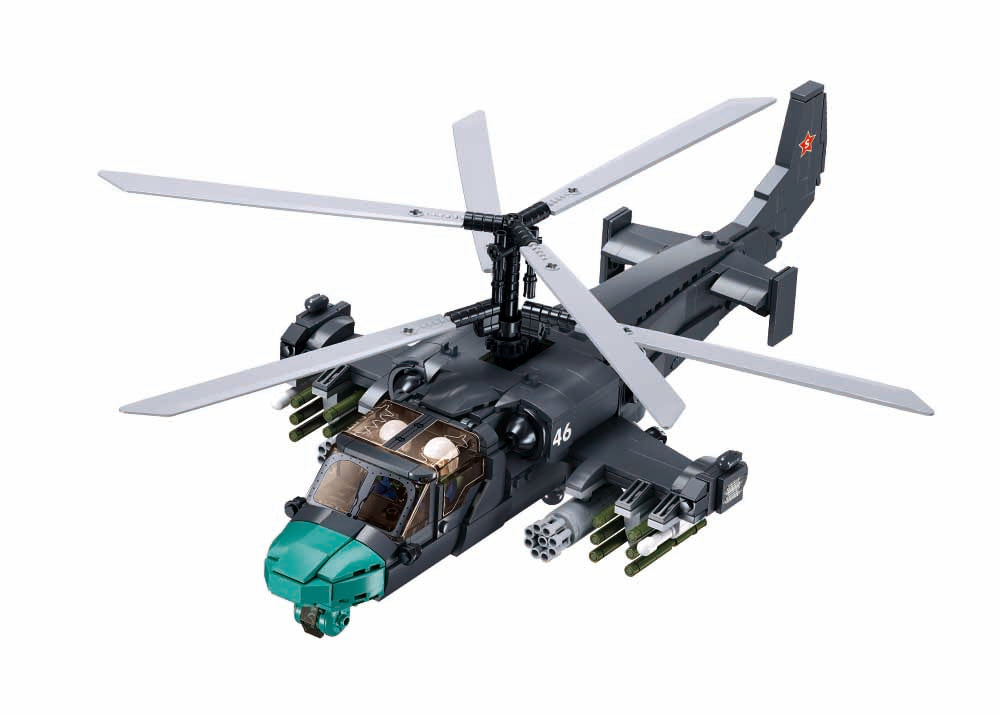 Sluban - Modelbricks - Ka-52S Gunship 1/35 (913Pcs) - Age +12 | سلوبن - قطع التركيب - موديل بيريكس - طائرة الهجوم (913 قطعة) - العمر +12