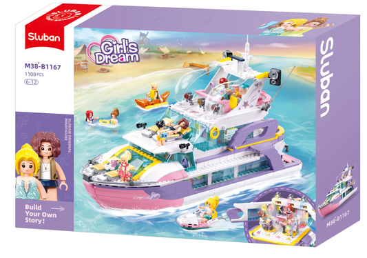 Sluban - Girls Dream - Yacht (1108 Pcs) - Age +6 | سلوبن - قطع التركيب - حلم الفتيات - قارب الفتيات (1108 قطعة) - العمر +6