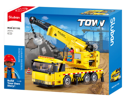 Sluban - Town - C2 Wheeled Crane 293Pcs - Age +6 | سلوبن - قطع التركيب - تاون - رافعة بعجلات - 293 قطعة - العمر +6