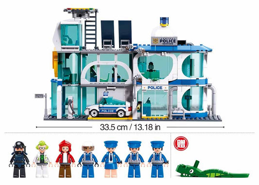 Sluban - Metropolis - Central Police Station (Pull Back) - Age 6+ | سلوبن - قطع التركيب - مدينة كبرى - مركز الشرطة المركزي (سحب للخلف) - العمر +6