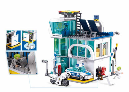 Sluban - Metropolis - Central Police Station (Pull Back) - Age 6+ | سلوبن - قطع التركيب - مدينة كبرى - مركز الشرطة المركزي (سحب للخلف) - العمر +6