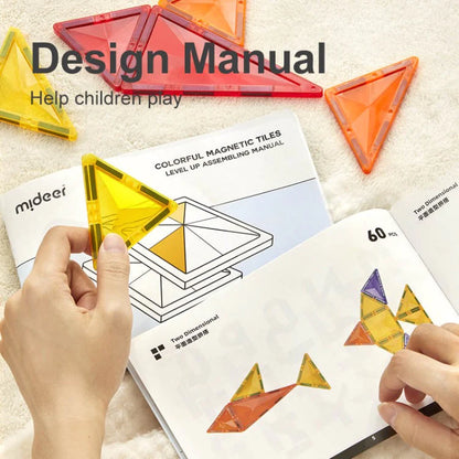 Mideer - Colorful Magnetic Tiles - 60 pcs - Age 3+ | ميدير - مكعبات تركيب مغناطيسية ملونة - 60 قطعة - العمر 3+