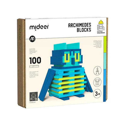 Mideer - Cityblocks - Archimedes Wooden Blocks - Cool Color Palette - Age 3+ | ميدير - مكعبات بناء المدينة -مكعبات ارخميدس الخشبية - ألوان فاتحة -العمر 3+