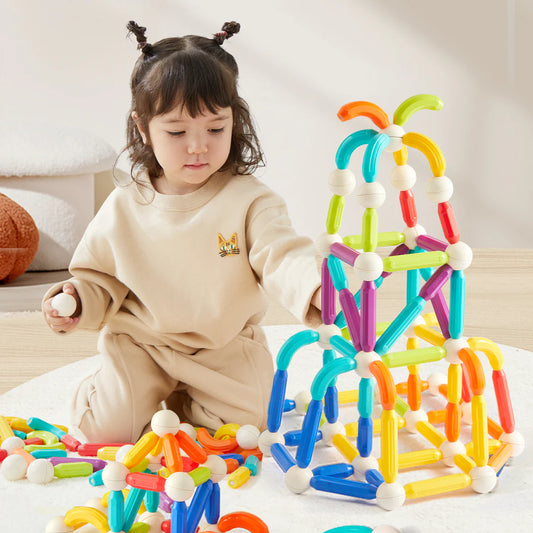 Mideer - Rainbow Magnetic Sticks - 60 pcs - Age 3+ | ميدير - عصي قوس قزح المغناطيسية - 60 قطعة - العمر + 3+