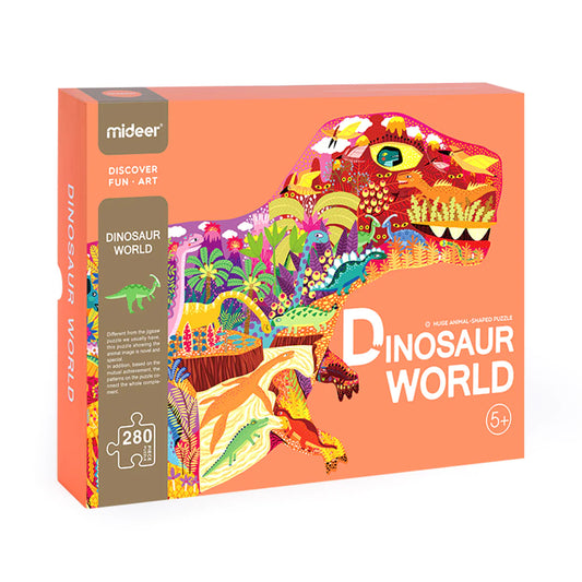 Mideer - Large Animal - Shaped Puzzle Dinosaur World - 280 pieces - Age 6+ | ميدير - لعبة التركيب الكبيرة على شكل حيوان - بازل الديناصور - 280 قطعة - العمر 6+