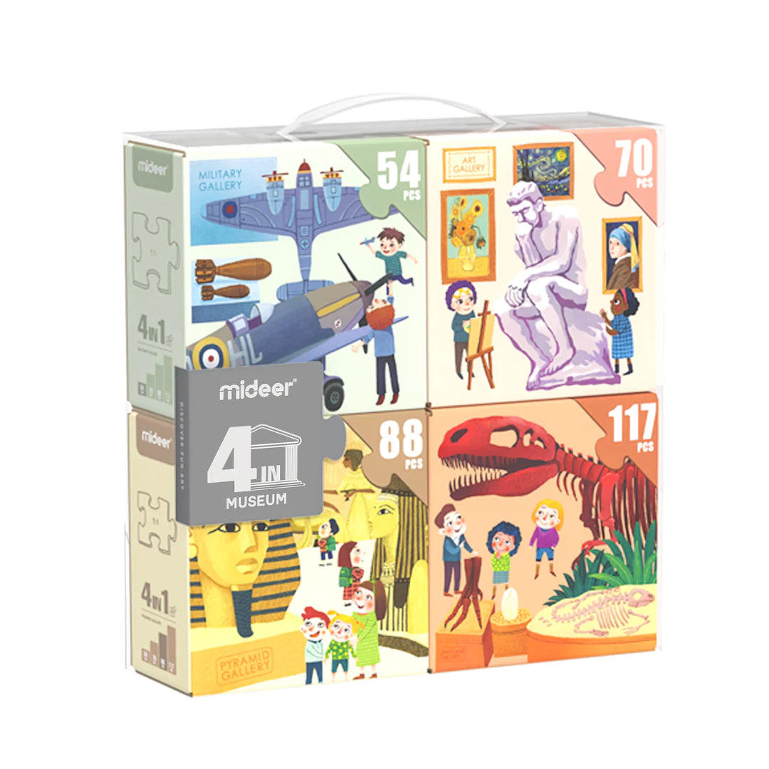 Mideer - 4 in 1 Puzzle museum - age 3+ | ميدير - لعبة تركيب البازل أربعة بواحد - المتحف - العمر 3+
