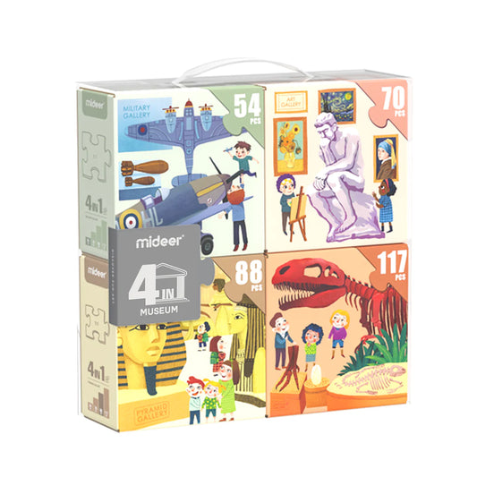 Mideer - 4 in 1 Puzzle museum - age 3+ | ميدير - لعبة تركيب البازل أربعة بواحد - المتحف - العمر 3+