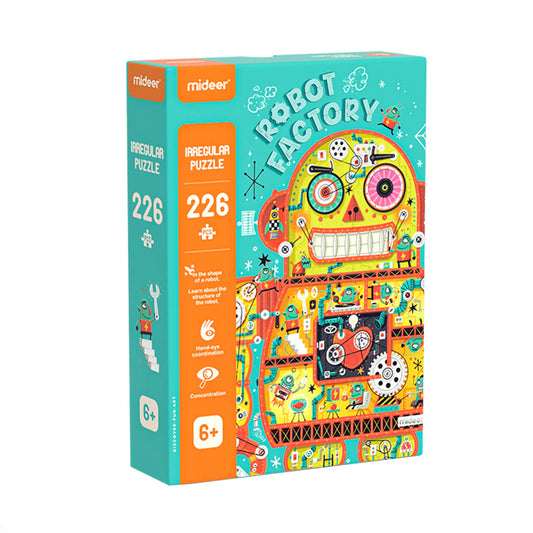 Mideer - Irregular Puzzle - Robot Factory (Small Pack) puzzle - 226 pieces - Age 5+ | ميدير - لعبة تركيب الأشكال - بازل مصنع الروبوتات - 226 قطعة - العمر 5+