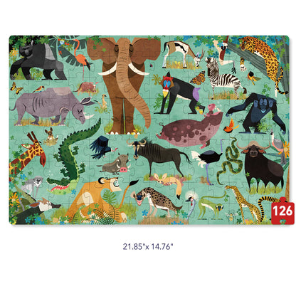 Mideer - Let's Learn - African Animal - 126 pieces - Age 4+ | ميدير - لعبة التركيب هيا لنتعلم - الحيوان الافريقي- 126 قطعة - العمر 4+