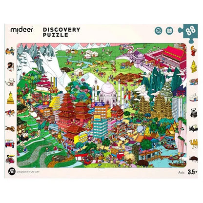 Mideer - Discovery Puzzle Big World Small World - Asian - 88P - Age 3.5+ | ميدير - بازل الاكتشاف - العالم الكبير و والعالم الصغير - الآسيوي - 88 قطعة - العمر 3.5+