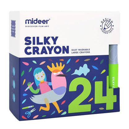 Mideer - Washable Silky Crayon - 24 colors - Age 3+ | ميدير - ألوان الشمع الناعمة القابلة للغسل - 24 لون - العمر 3+