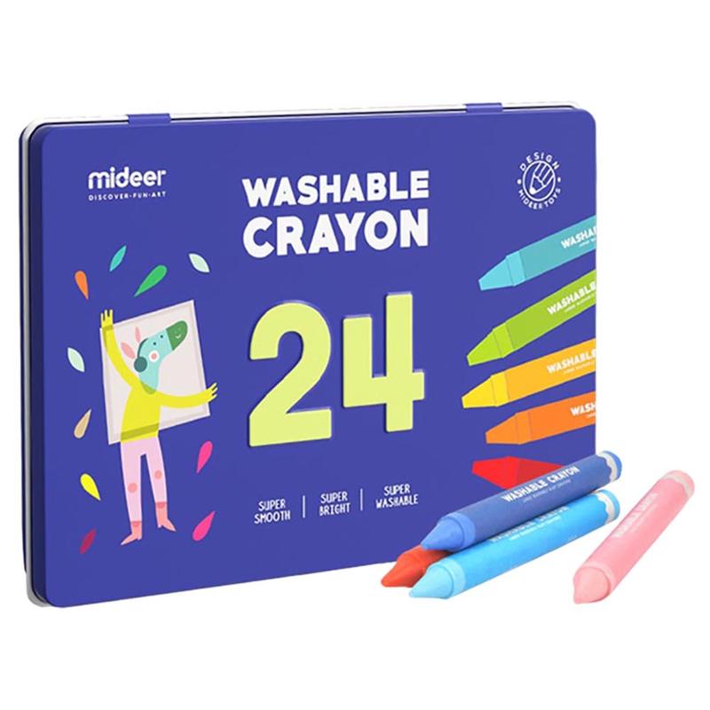 Mideer - Washable Silky Crayon - 24 colors - Age 3+ | ميدير - ألوان الشمع الناعمة القابلة للغسل - 24 لون - العمر 3+