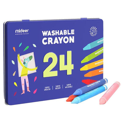 Mideer - Washable Silky Crayon - 24 colors - Age 3+ | ميدير - ألوان الشمع الناعمة القابلة للغسل - 24 لون - العمر 3+