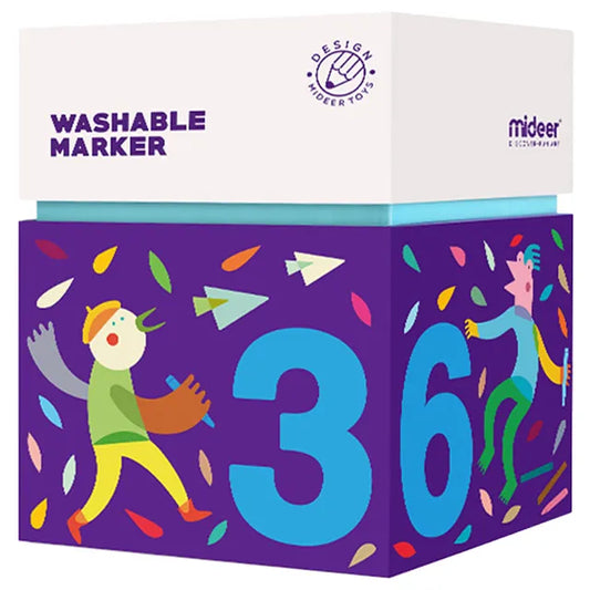 Mideer - Washable Markers - 36 Colors - Age 3+ | ميدير - قلم ماركر قابل للغسل - 36 لون - العمر 3+