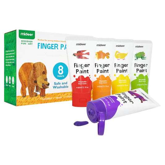 Mideer - Finger Paint - 8 Colors - Age 3+ | ميدير - ألوان الرسم بالأصابع - 8 ألوان - العمر 3+