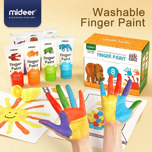 Mideer - Finger Paint - 8 Colors - Age 3+ | ميدير - ألوان الرسم بالأصابع - 8 ألوان - العمر 3+