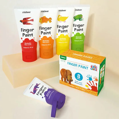 Mideer - Finger Paint - 8 Colors - Age 3+ | ميدير - ألوان الرسم بالأصابع - 8 ألوان - العمر 3+