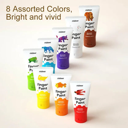 Mideer - Finger Paint - 8 Colors - Age 3+ | ميدير - ألوان الرسم بالأصابع - 8 ألوان - العمر 3+