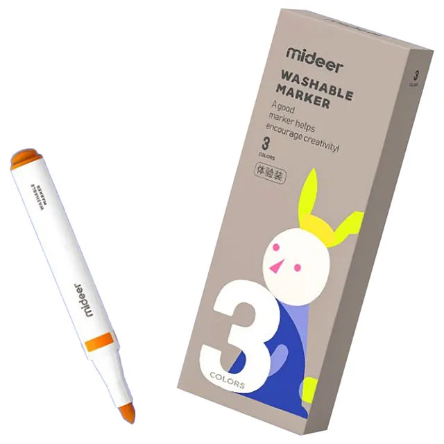 Mideer - Washable Marker Small Tip - 3 Colors - Age 3+ | ميدير - مجموعة الألوان المائية للأطفال القابل للغسل - 3 أقلام - العمر 3+