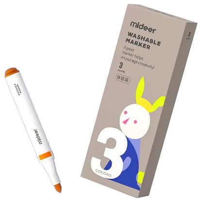 Mideer - Washable Marker Small Tip - 3 Colors - Age 3+ | ميدير - مجموعة الألوان المائية للأطفال القابل للغسل - 3 أقلام - العمر 3+