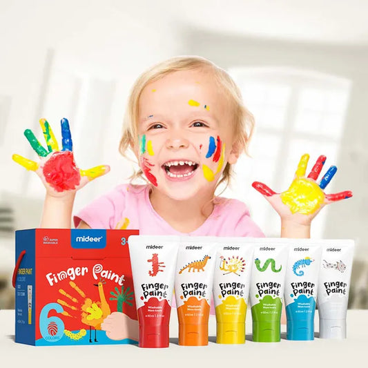Mideer - Finger Paint - 6 colors - Age 3+ | ميدير - ألوان الرسم بالأصابع - 6 ألوان - العمر 3+