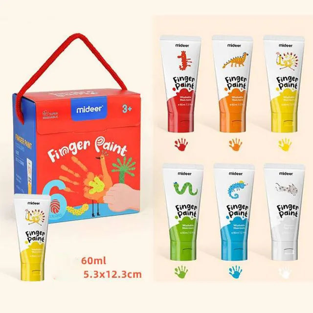 Mideer - Finger Paint - 6 colors - Age 3+ | ميدير - ألوان الرسم بالأصابع - 6 ألوان - العمر 3+