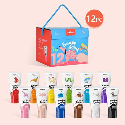 Mideer - Finger Paint - 12 colors - Age 3+ | ميدير - ألوان الرسم بالأصابع - 12 لون - العمر 3+