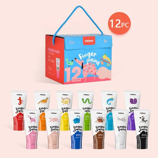 Mideer - Finger Paint - 12 colors - Age 3+ | ميدير - ألوان الرسم بالأصابع - 12 لون - العمر 3+