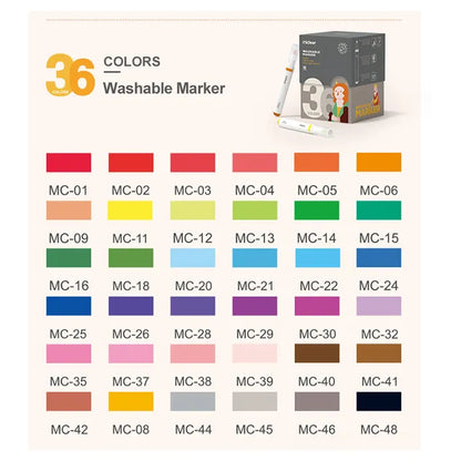 Mideer - Washable Marker Small tip - 36 colors - Age 3+ | ميدير - ألوان قابلة للغسل - 36 لون - العمر 3+