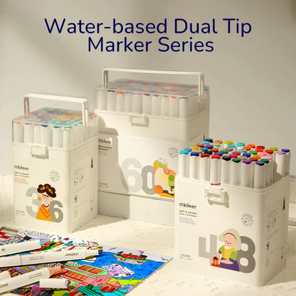 Mideer - Dual Tip Marker - 48 Colors - Age 4+ | ميدير - أقلام ألوان ماركر المزدوجة - 48 لون - العمر 4+