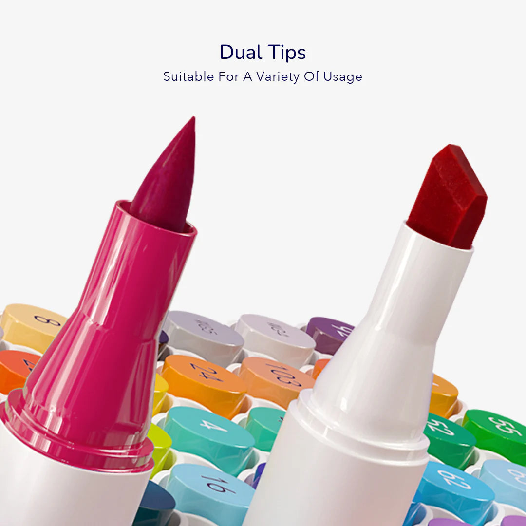 Mideer - Dual Tip Marker - 60 Colors - Age 4+ | ميدير - أقلام ألوان ماركر المزدوجة - 60 لون - العمر 4+