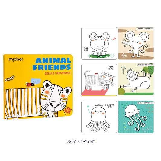 Mideer - Coloring Book - Animal Friends - Age 3+ | ميدير - كتاب التلوين - أصدقاء الحيوانات - العمر 3+