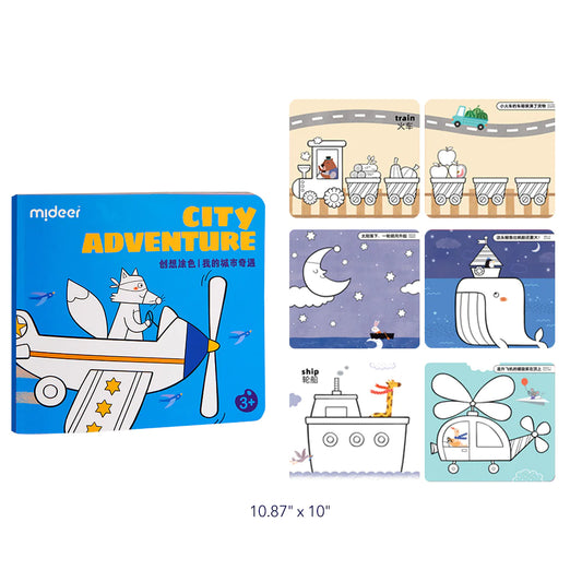 Mideer - Coloring Book - City Adventure - Age 3+ | ميدير - كتاب التلوين - مغامرات المدينة - العمر 3+