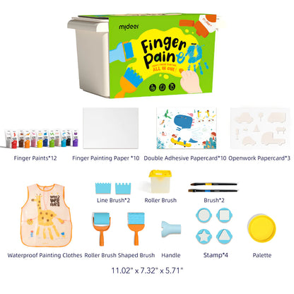 Mideer - Finger painting set - 12 colors - Age 3+ | ميدير - مجموعة الرسم بالأصابع - 12 لون - العمر 3+