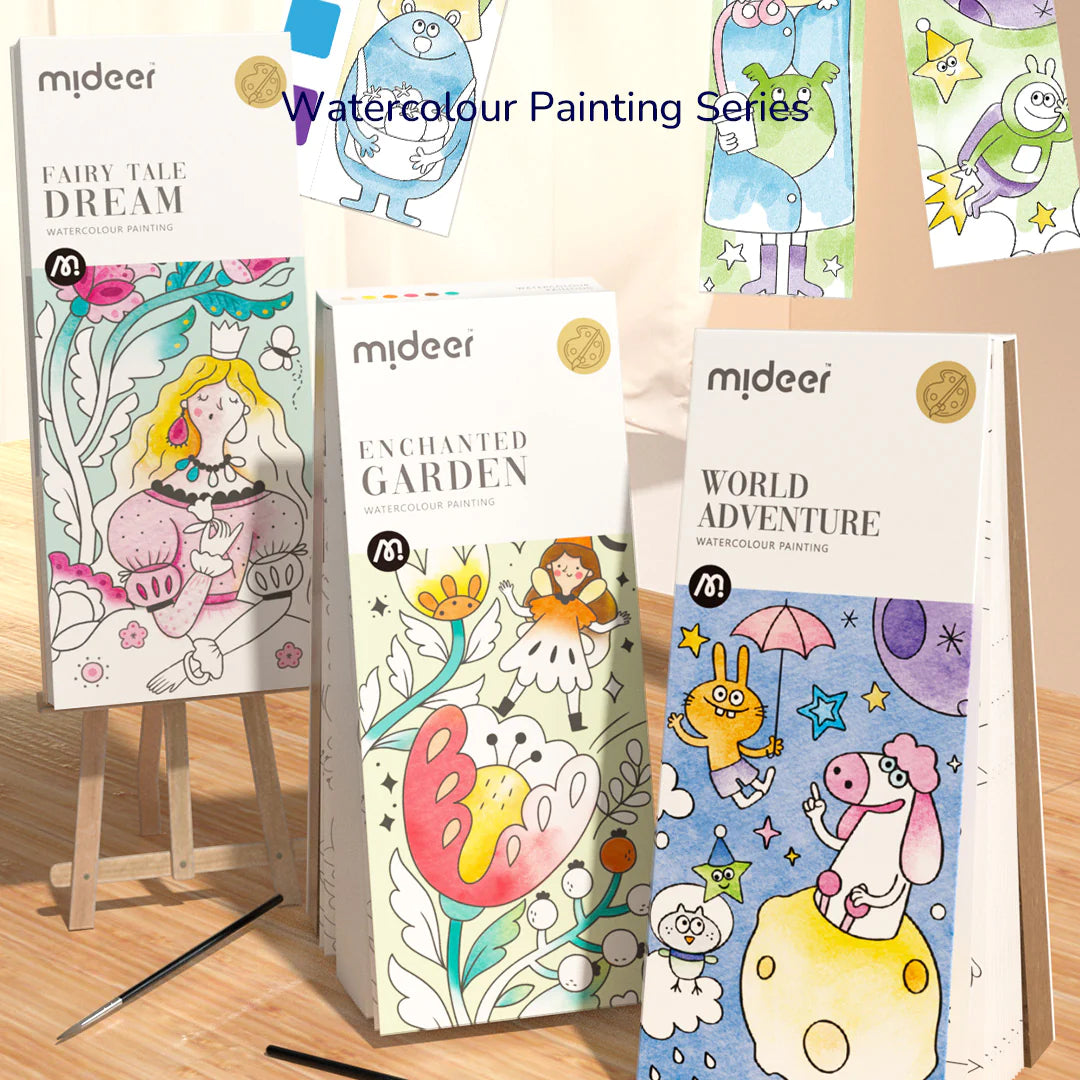 Mideer - Watercolor Painting - World Adventure - Age 5+ | ميدير - دفتر التلوين بالألوان المائية - مغامرة العالم - العمر 5+