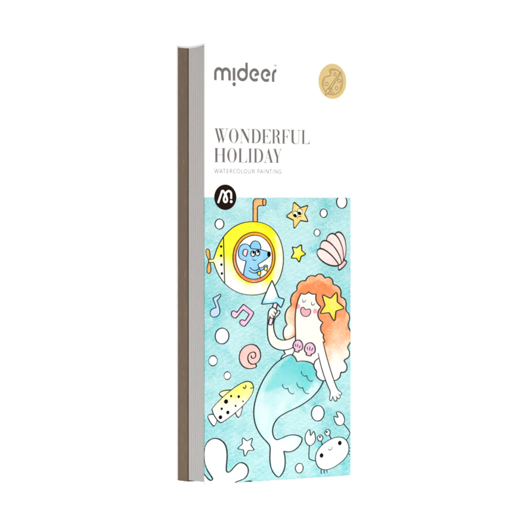 Mideer - Watercolor Painting - Wonderful Holiday - Age 5+ | ميدير - دفتر التلوين بالألوان المائية - العطلة الرائعة - العمر 5+