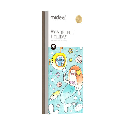 Mideer - Watercolor Painting - Wonderful Holiday - Age 5+ | ميدير - دفتر التلوين بالألوان المائية - العطلة الرائعة - العمر 5+