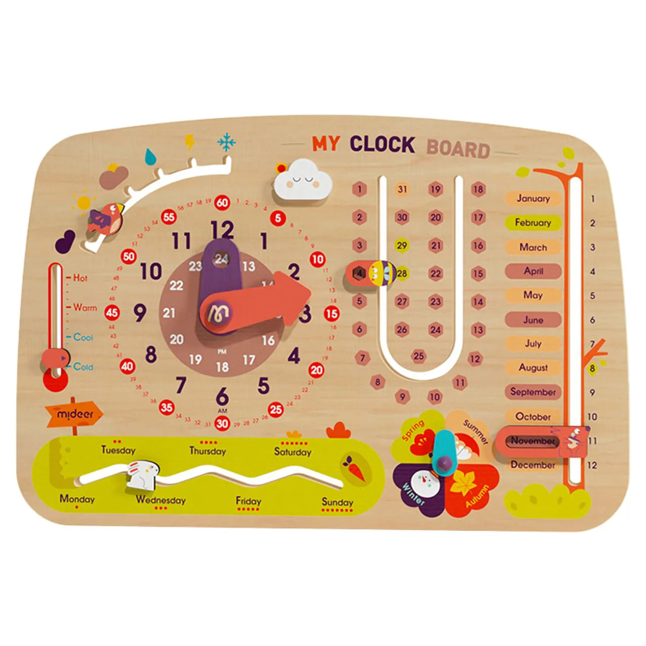 Mideer - Versatile Clock Board - Age 3+ | ميدير - لوحة الساعة متعددة الاستخدامات - العمر 3+